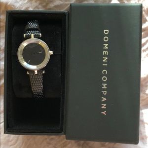 Domeni Company black leather watch